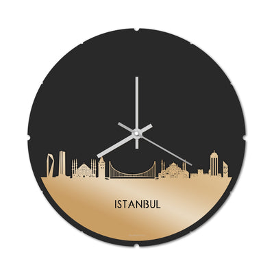 Skyline Clock Round Istanbul Gold Metallic