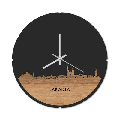 Skyline Clock Round Jakarta Oak