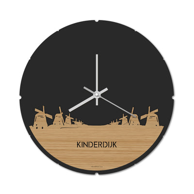 Skyline Clock Round Kinderdijk Bamboo