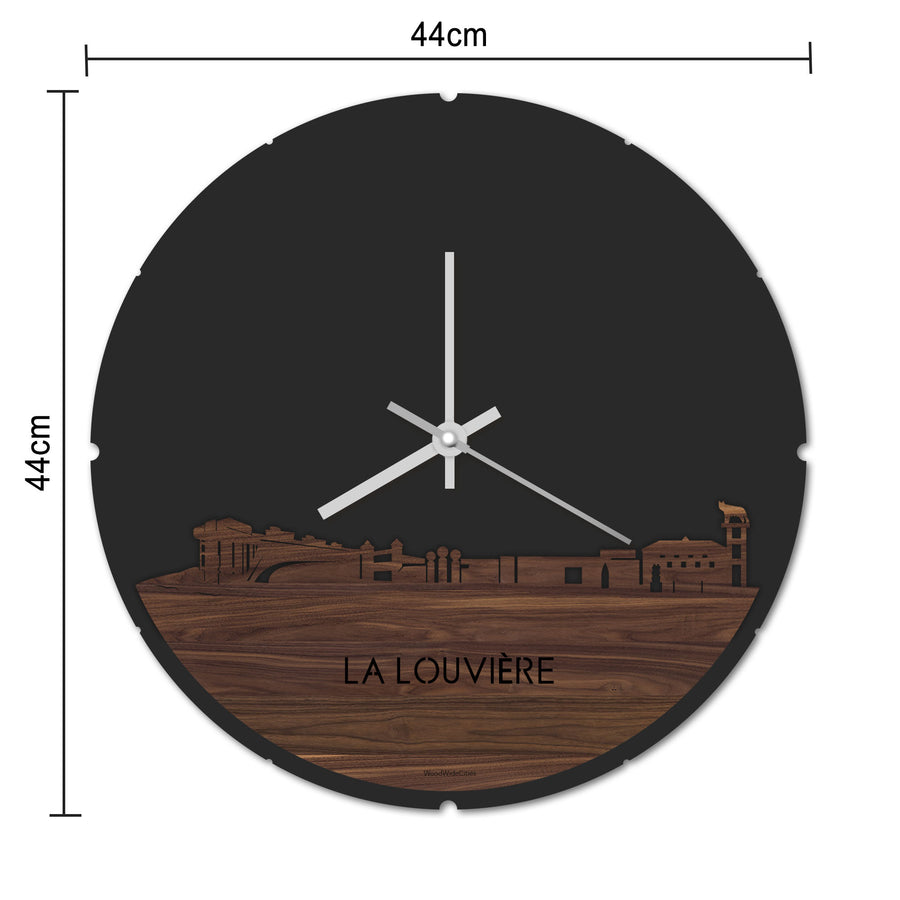 Skyline Klok Rond La Louvière Bamboe houten cadeau decoratie relatiegeschenk van WoodWideCities