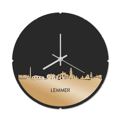 Skyline Clock Round Lemmer Gold Metallic