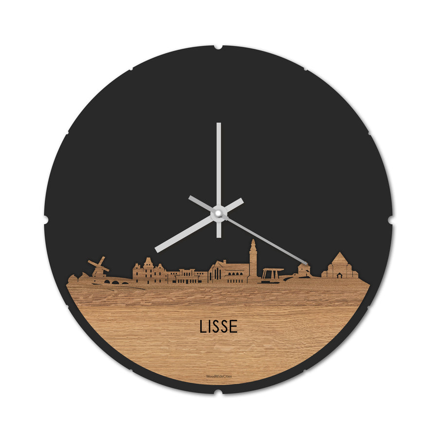 Skyline Klok Lisse Eiken houten cadeau decoratie relatiegeschenk van WoodWideCities