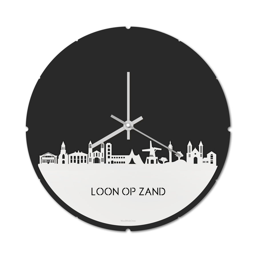 Skyline Klok Rond Loon op Zand Wit glanzend gerecycled kunststof cadeau decoratie relatiegeschenk van WoodWideCities