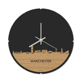 Skyline Klok Rond Manchester Bamboe