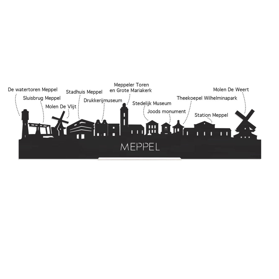 Skyline Klok Rond Meppel Eiken houten cadeau decoratie relatiegeschenk van WoodWideCities