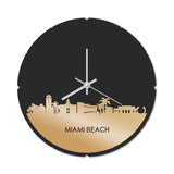 Skyline Klok Rond Miami Beach Goud Metallic