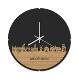 Skyline Klok Rond Middelburg Bamboe