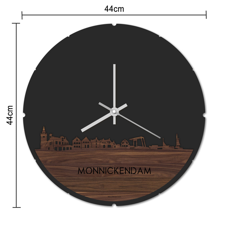 Skyline Klok Rond Monnickendam Wit glanzend gerecycled kunststof cadeau decoratie relatiegeschenk van WoodWideCities