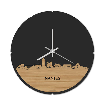 Skyline Clock Round Nantes Bamboo