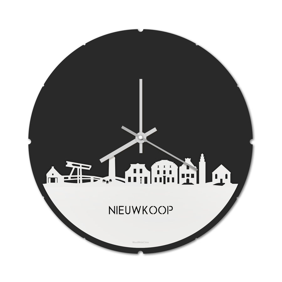 Skyline Klok Rond Nieuwkoop Wit glanzend gerecycled kunststof cadeau decoratie relatiegeschenk van WoodWideCities