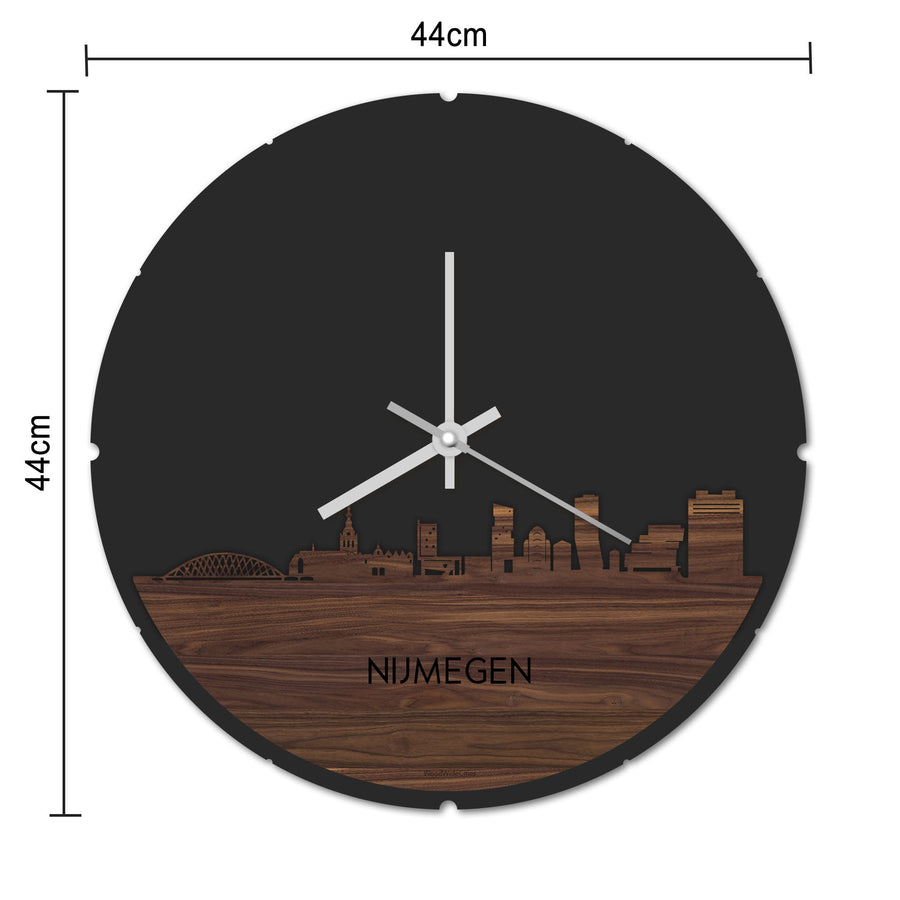 Skyline Klok Rond Nijmegen Palissander houten cadeau decoratie relatiegeschenk van WoodWideCities