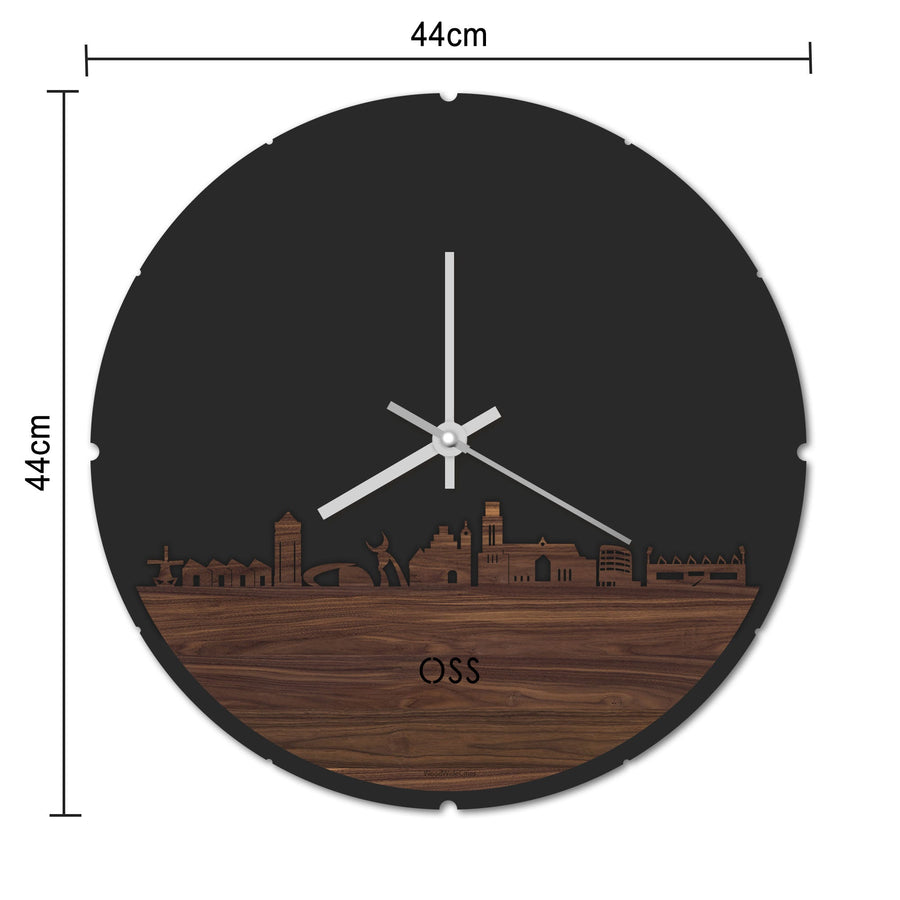 Skyline Klok Rond Oss Eiken houten cadeau decoratie relatiegeschenk van WoodWideCities