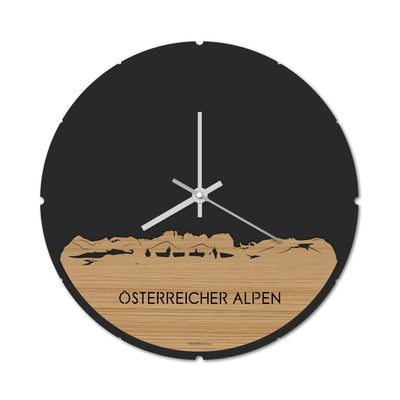 Skyline Clock Around Austrian Alps Bamboo