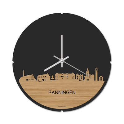 Skyline Clock Round Panningen Bamboo