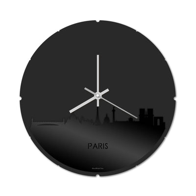 Skyline Clock Round Paris Black Glossy