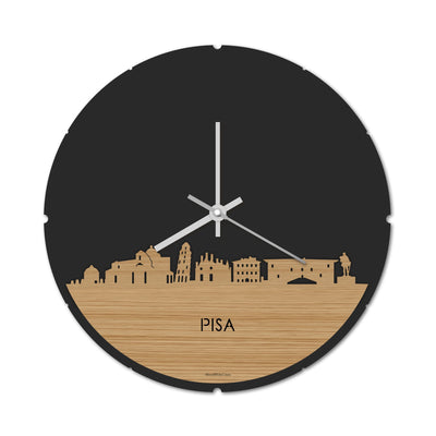 Skyline Clock Round Pisa Bamboo