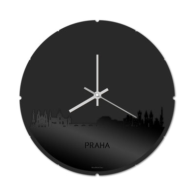 Skyline Clock Round Prague Black Glossy