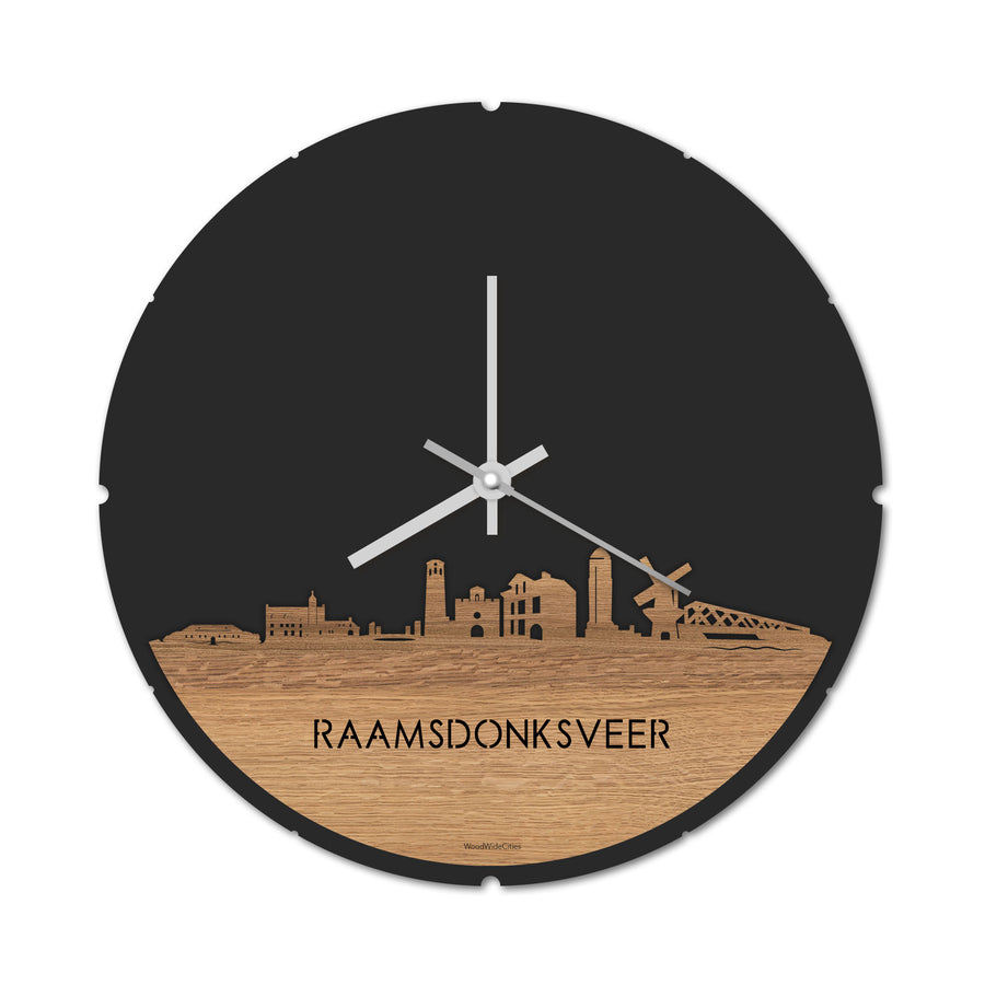 Skyline Klok Raamsdonksveer Eiken houten cadeau decoratie relatiegeschenk van WoodWideCities