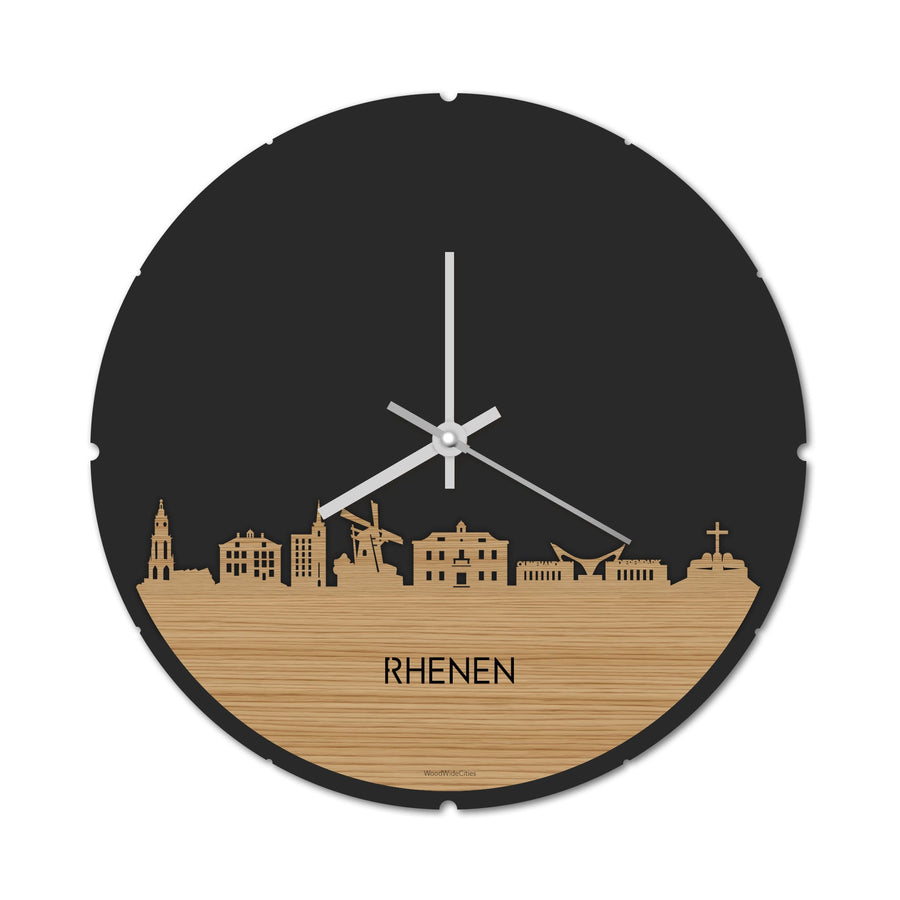 Skyline Klok Rond Rhenen Bamboe houten cadeau decoratie relatiegeschenk van WoodWideCities