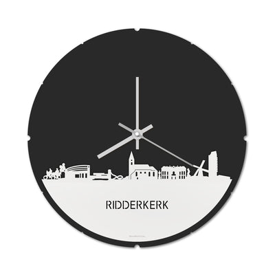 Skyline Klok Rond Ridderkerk Wit Glanzend