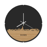 Skyline Klok Rond Roden Bamboe