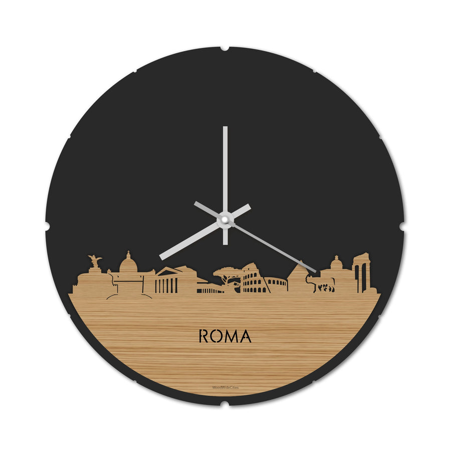 Skyline Klok Rond Rome Bamboe Bamboe houten cadeau decoratie relatiegeschenk van WoodWideCities