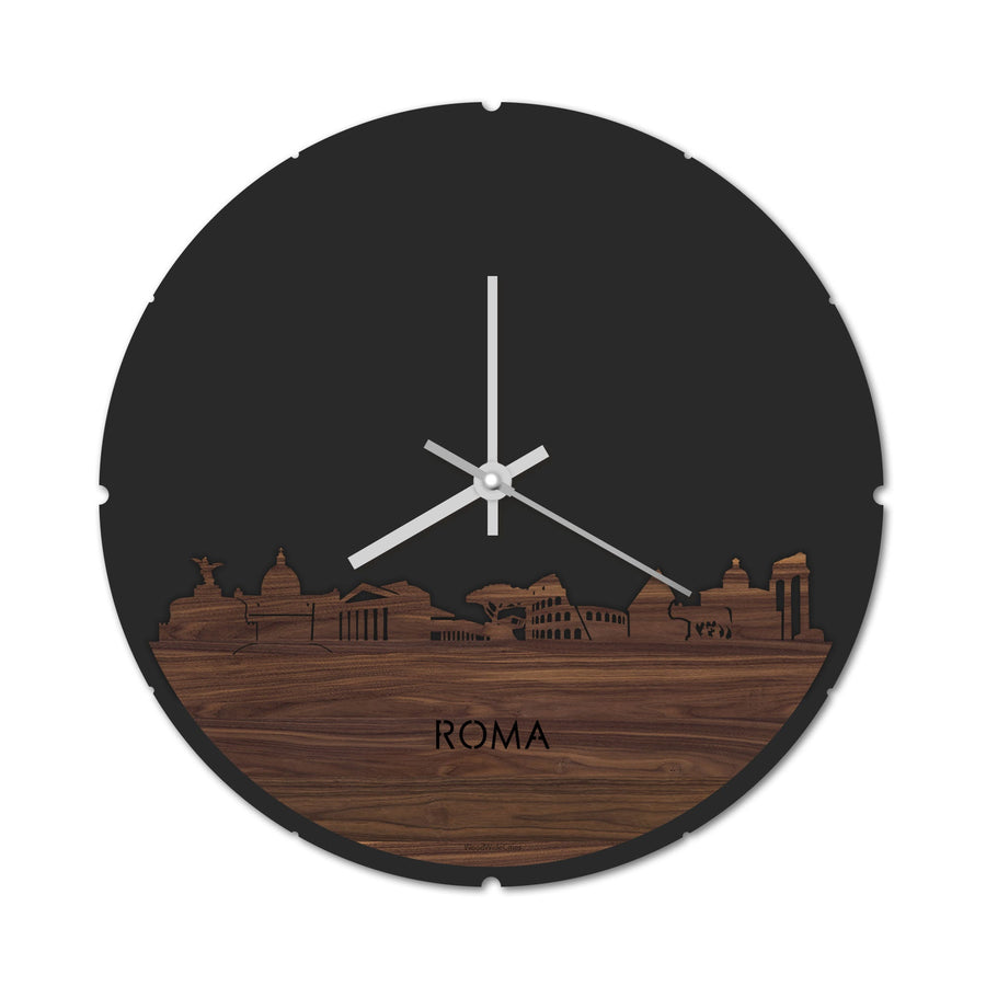 Skyline Klok Rond Rome Noten Noten houten cadeau decoratie relatiegeschenk van WoodWideCities