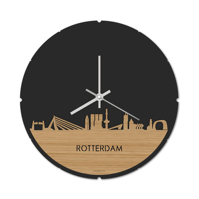 Skyline Clock Round Rotterdam Bamboo