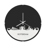 Skyline Klok Rond Rotterdam Wit Glanzend