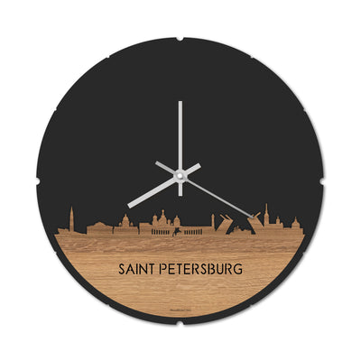 Skyline Klok Rond Saint Petersburg Eiken