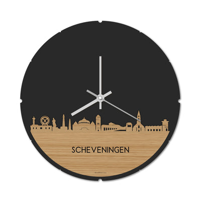 Skyline Clock Round Scheveningen Bamboo