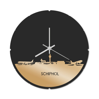 Skyline Clock Round Schiphol Gold Metallic