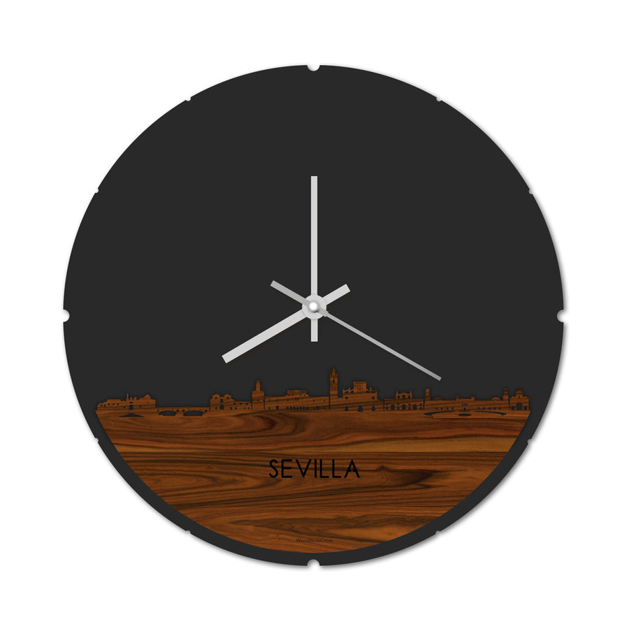 Skyline Klok Rond Sevilla Palissander houten cadeau decoratie relatiegeschenk van WoodWideCities
