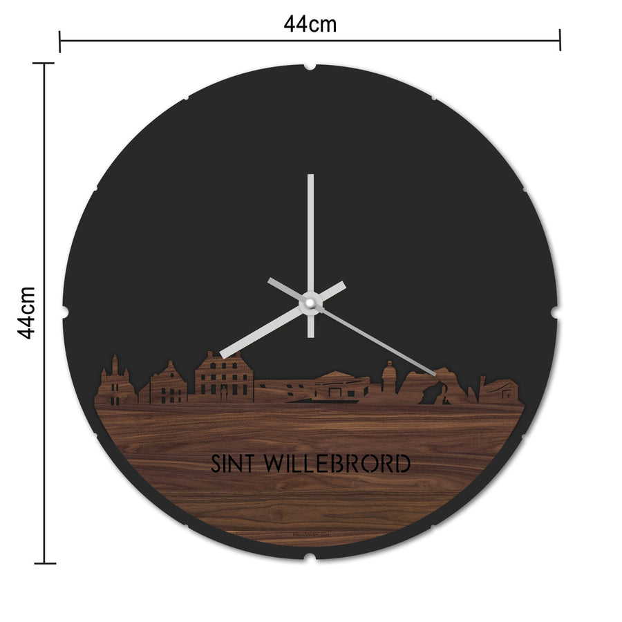 Skyline Klok Rond Sint Willebrord Wit glanzend gerecycled kunststof cadeau decoratie relatiegeschenk van WoodWideCities