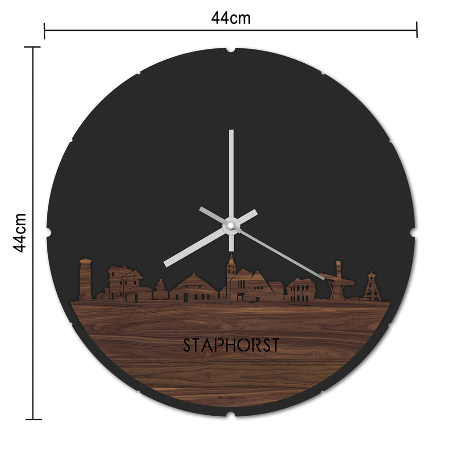Skyline Klok Rond Staphorst Bamboe houten cadeau decoratie relatiegeschenk van WoodWideCities