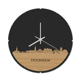 Skyline Klok Rond Stockholm Bamboe