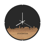 Skyline Klok Rond Stockholm Eiken