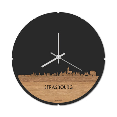Skyline Clock Round Strasbourg Oak