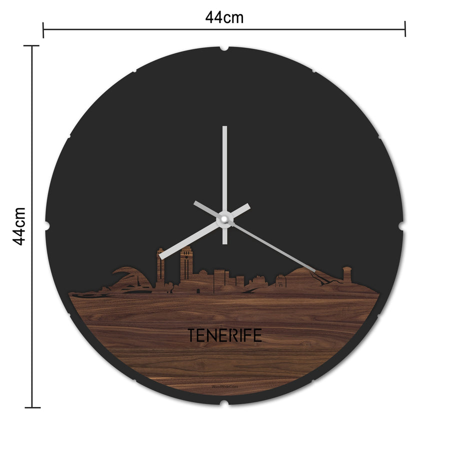 Skyline Klok Rond Tenerife Palissander houten cadeau decoratie relatiegeschenk van WoodWideCities