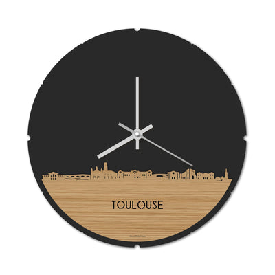 Skyline Clock Round Toulouse Bamboo