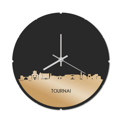 Skyline Clock Round Tournai Gold Metallic