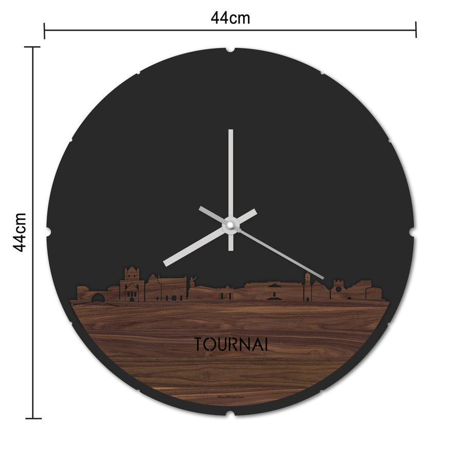 Skyline Klok Rond Tournai Wit glanzend gerecycled kunststof cadeau decoratie relatiegeschenk van WoodWideCities