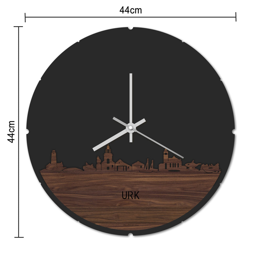 Skyline Klok Rond Urk Eiken houten cadeau decoratie relatiegeschenk van WoodWideCities