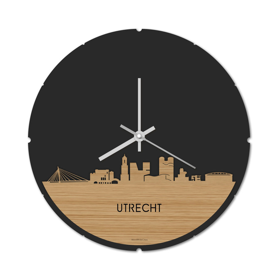 Skyline Klok Rond Utrecht Bamboe Bamboe houten cadeau decoratie relatiegeschenk van WoodWideCities