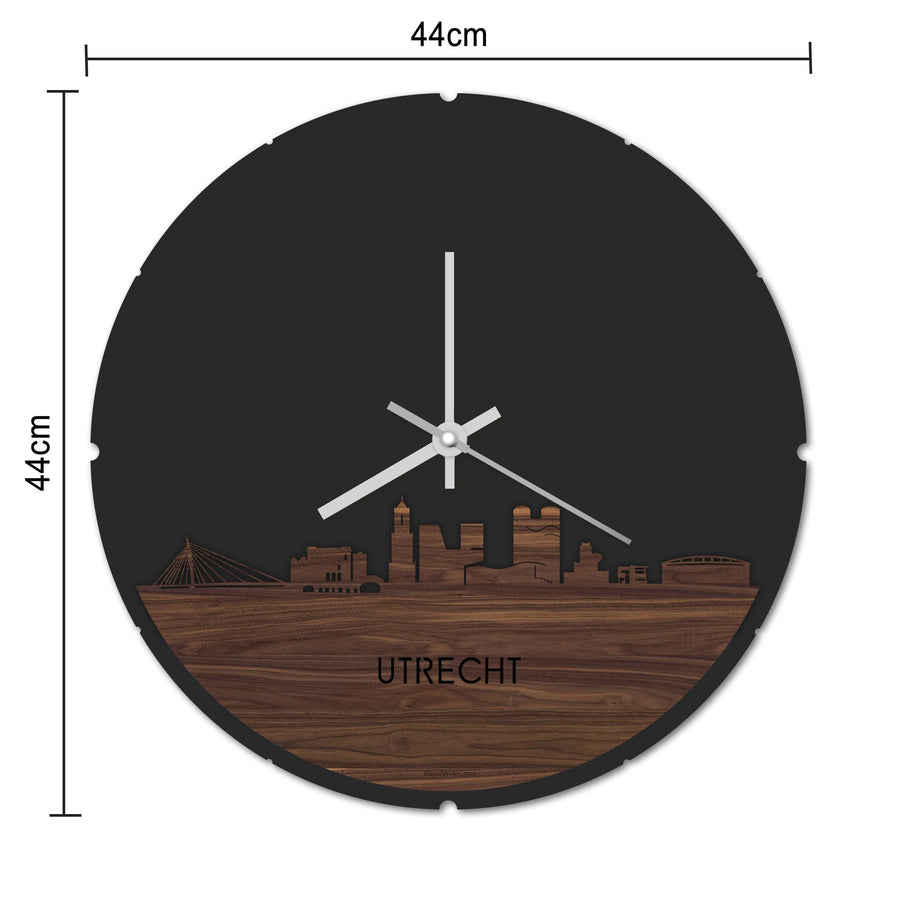 Skyline Klok Rond Utrecht Wit glanzend gerecycled kunststof cadeau decoratie relatiegeschenk van WoodWideCities