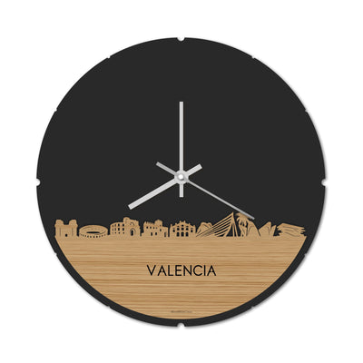 Skyline Clock Round Valencia Bamboo