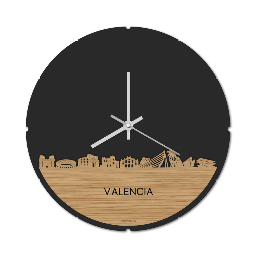 Skyline Klok Rond Valencia Bamboe Bamboe houten cadeau decoratie relatiegeschenk van WoodWideCities