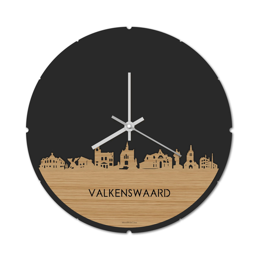 Skyline Klok Rond Valkenswaard Bamboe Bamboe houten cadeau decoratie relatiegeschenk van WoodWideCities