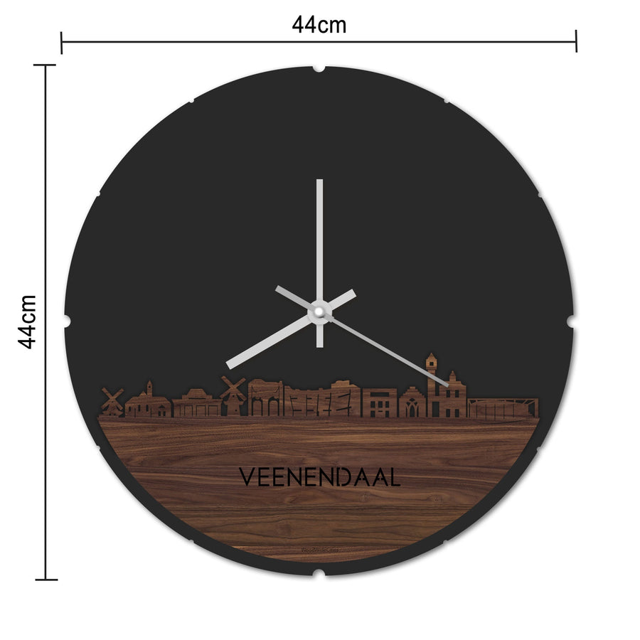 Skyline Klok Rond Veenendaal Wit glanzend gerecycled kunststof cadeau decoratie relatiegeschenk van WoodWideCities