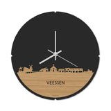 Skyline Klok Rond Veessen Bamboe